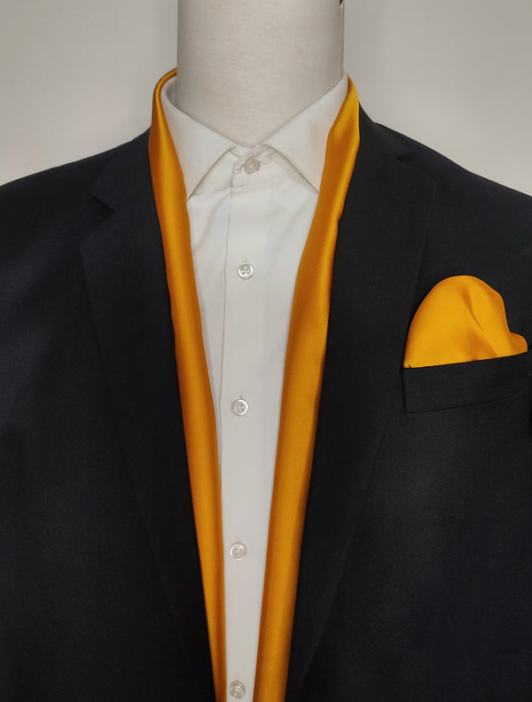 Mustard Solid - Silk scarf and pocket square set