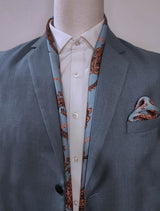 Grey BOX PLEATED - silk scarf and pocket square set