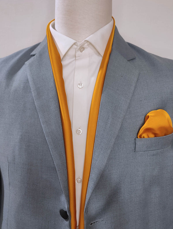 Mustard Solid - Silk scarf and pocket square set