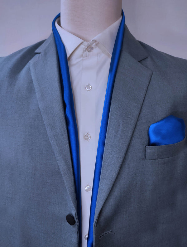 ROYAL BLUE - SILK scarf and pocket square set