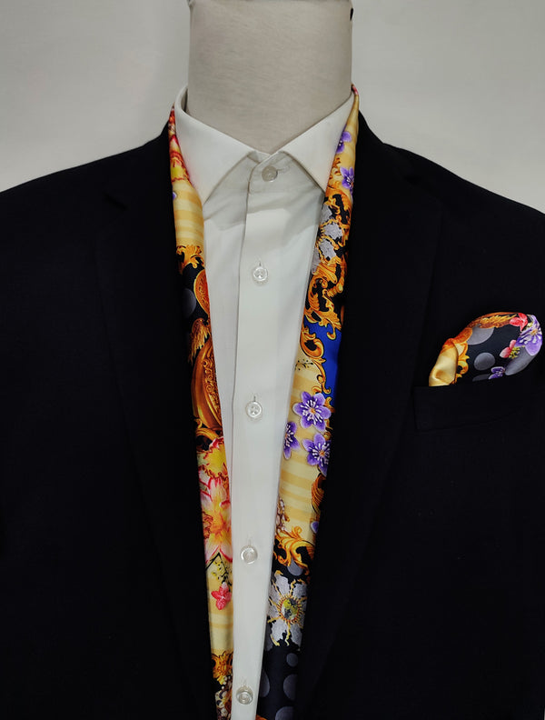 Mixed Pattern - SILK SCARF AND POCKET SQUARE SET