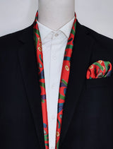 THE FIERY GARDEN - SILK SCARF AND POCKET SQUARE SET