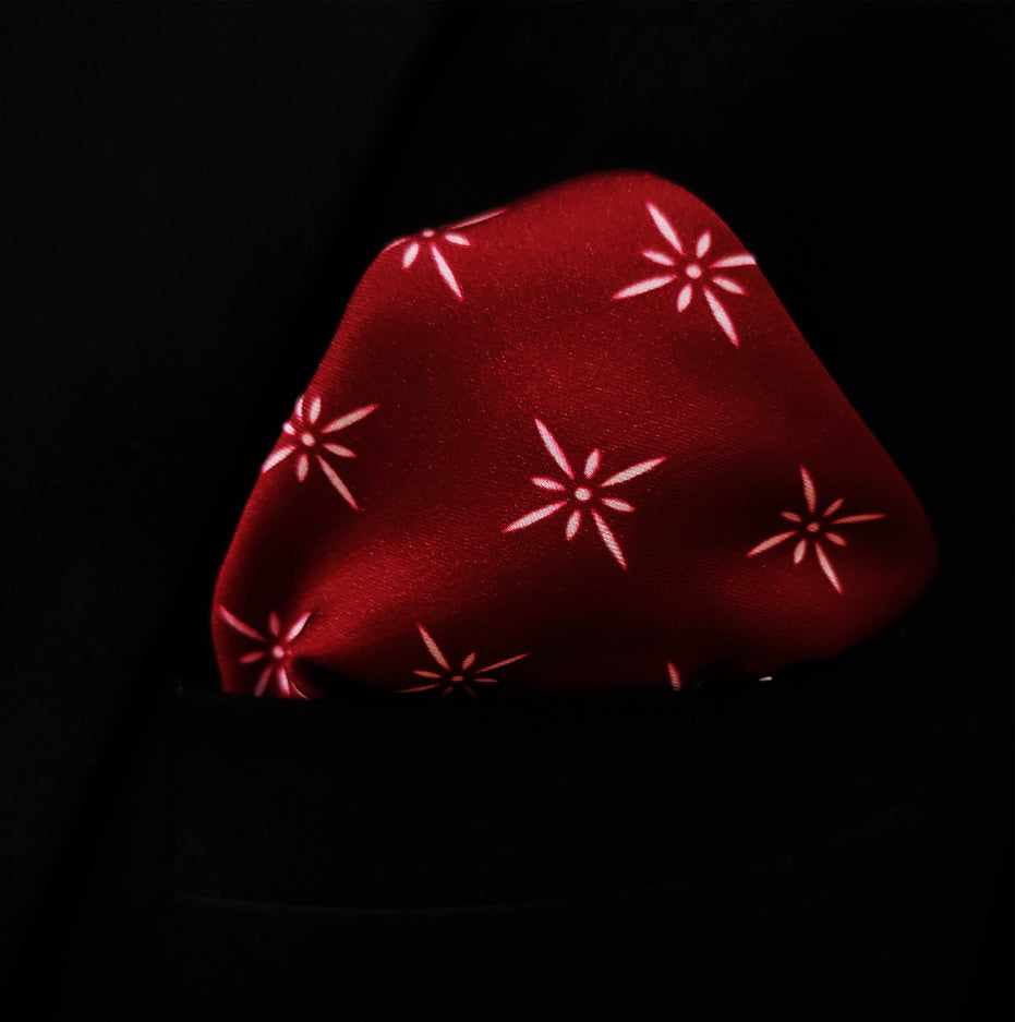Twinkle Maroon Silk Pocket Square by Monzoro – view 5
