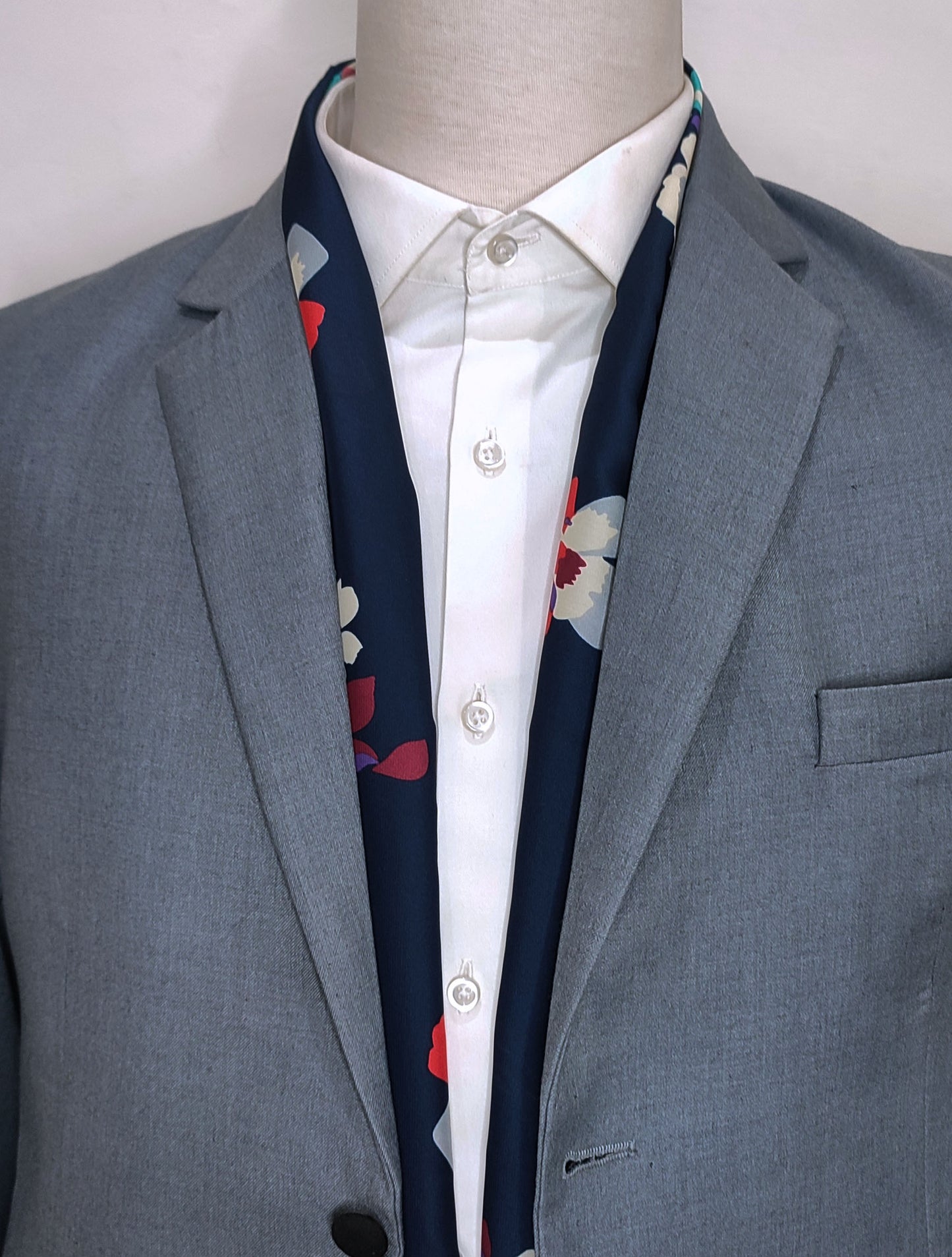The Deep Blue Floral - Silk Men Scarf