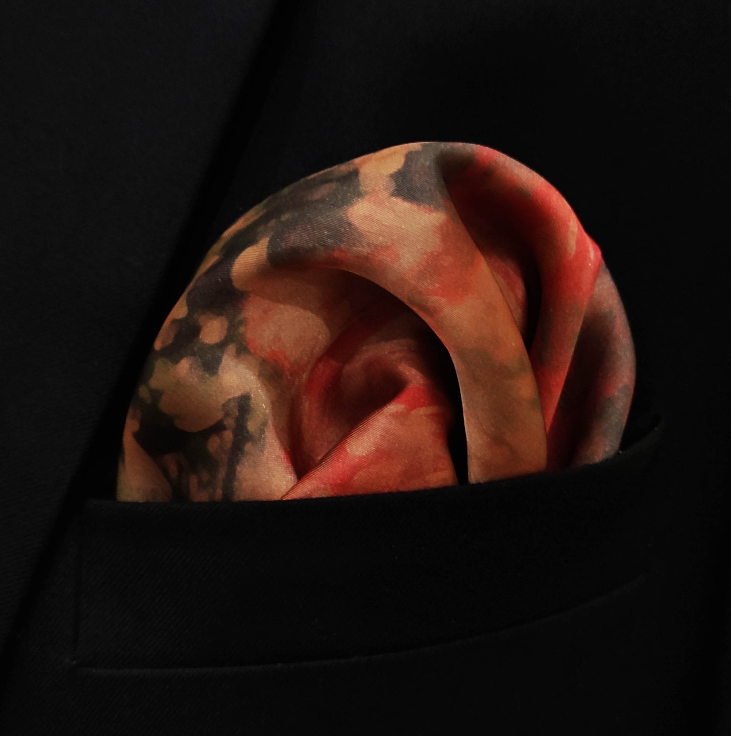 Abstract Floral Silk Pocket Square