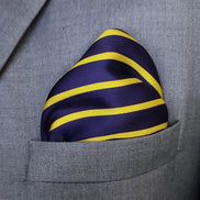 Blue and Gold Stripes - Silk Pocket Square by Monzoro – view 5