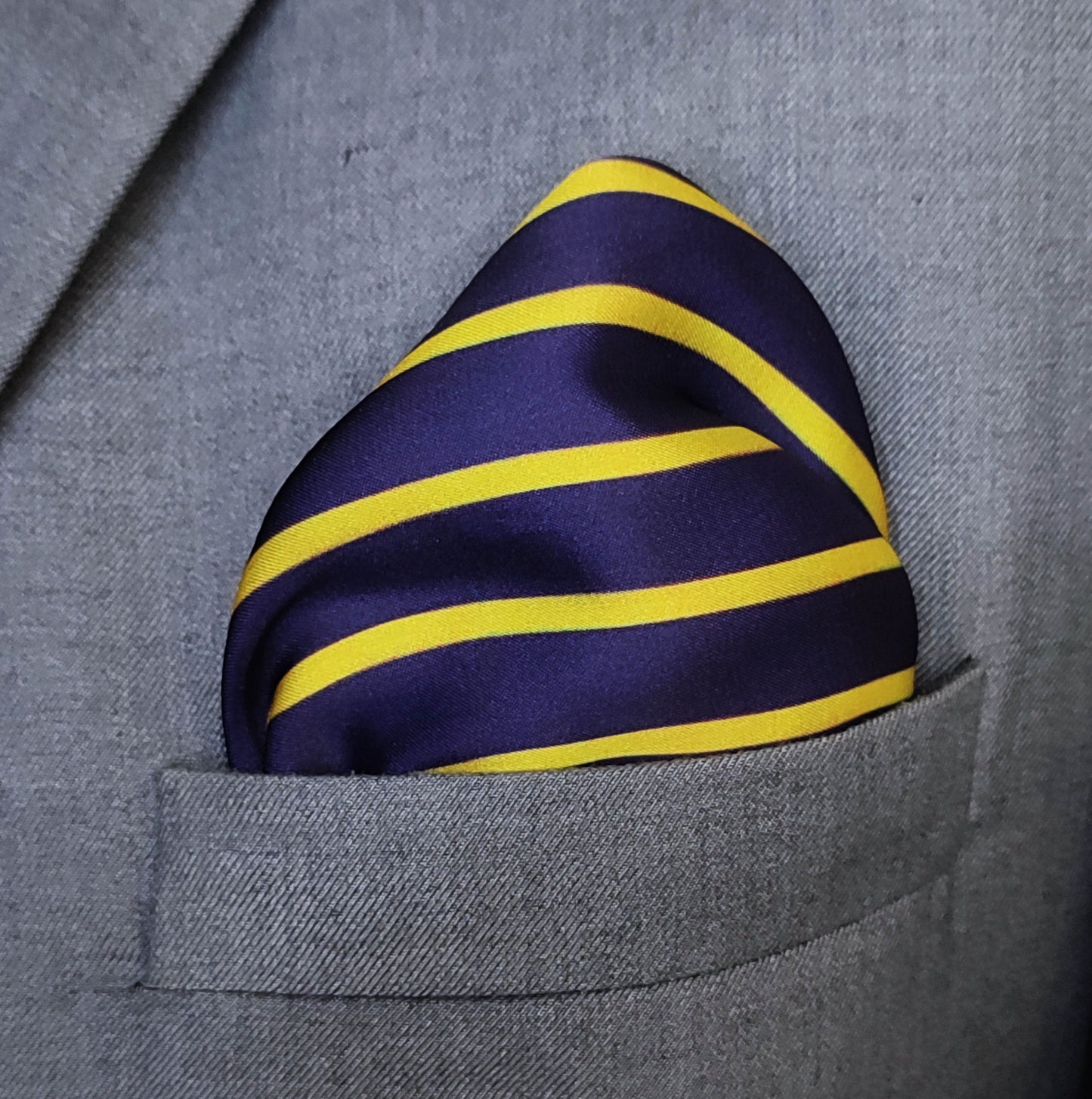 Blue and Gold stripes - Silk Pocket Square