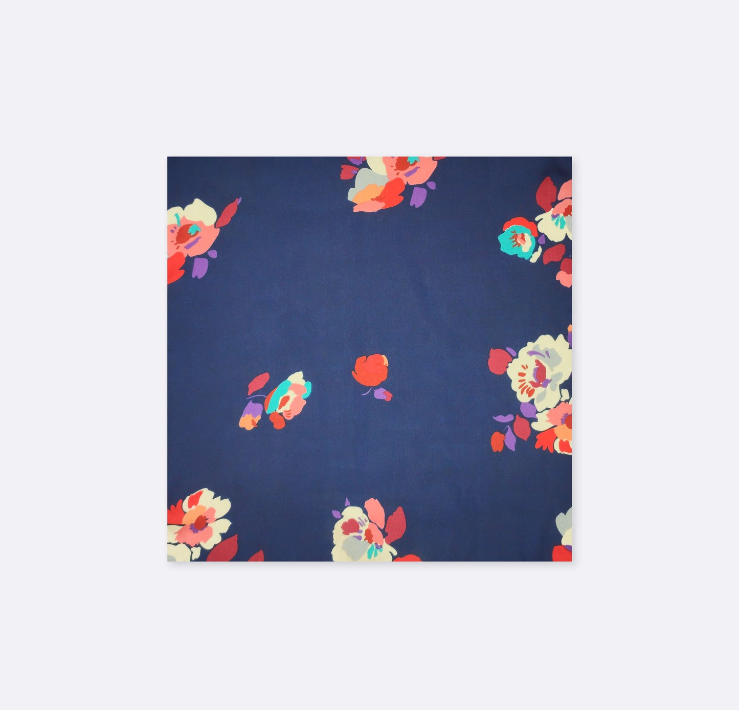 The Deep Blue Floral Silk Pocket Square