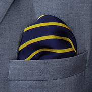 Blue and Gold Stripes - Silk Pocket Square by Monzoro – view 3