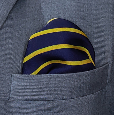 Blue and Gold Stripes - Silk Pocket Square by Monzoro – view 3