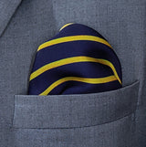 Blue and Gold stripes - silk pocket squares