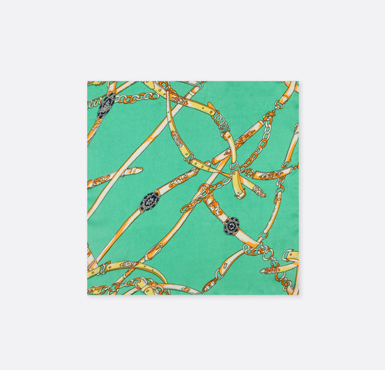 Chains and Straps (Sea Green) - Silk Pocket Square by Monzoro