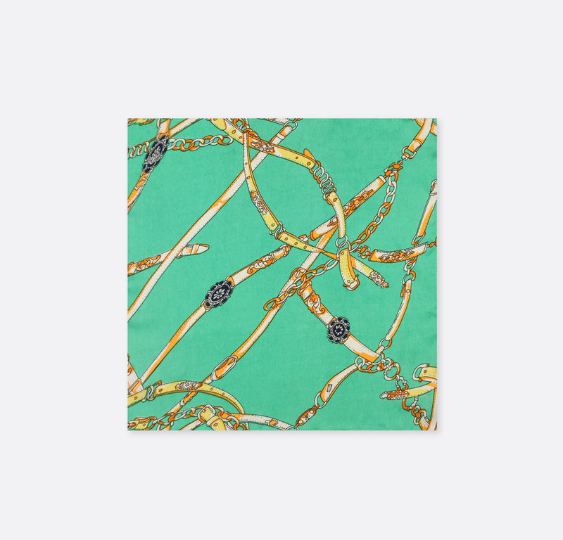 Chains and Straps (SEA GREEN) - Silk Pocket Squares