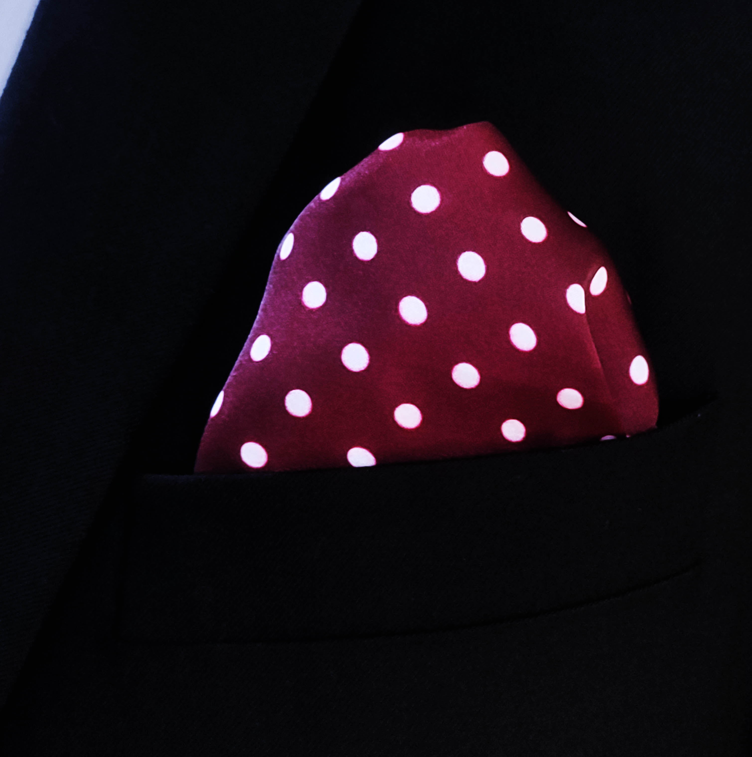 Dark Maroon with White Polka Dots - Silk Pocket Square - Pocket Squares | Monzoro