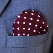 Dark Maroon with White Polka Dots - Silk Pocket Square - Pocket Squares | Monzoro