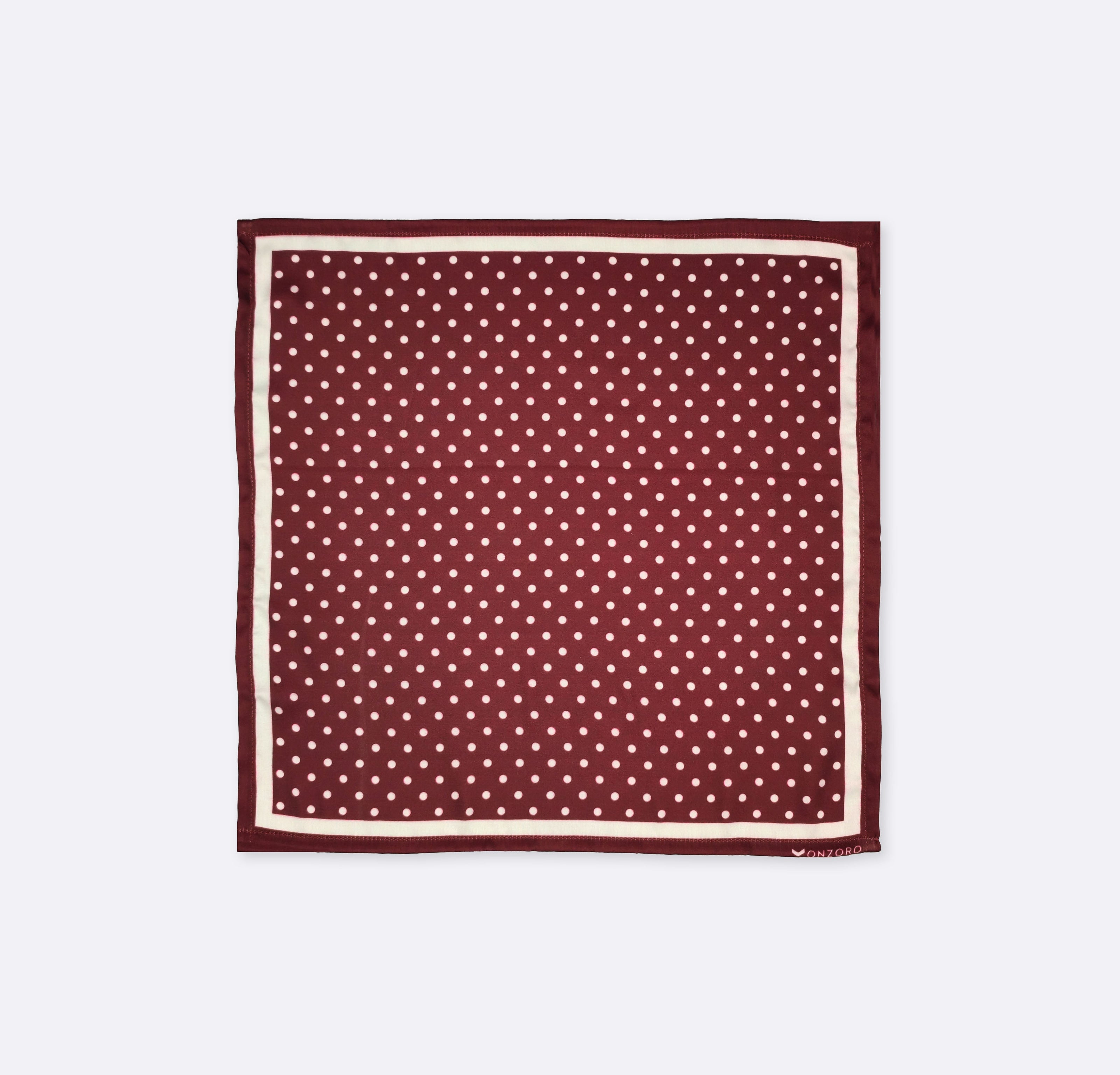 Dark Maroon with White Polka Dots - Silk Pocket Square - Pocket Squares | Monzoro