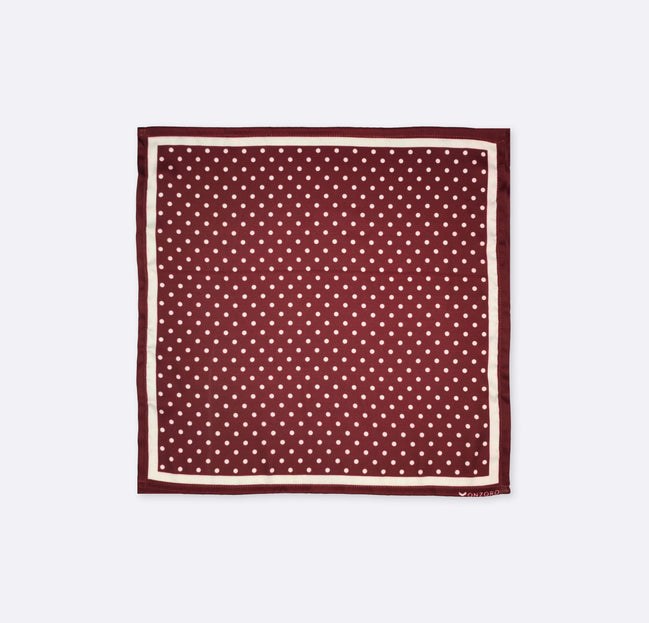 Dark Maroon with White Polka Dots - Silk Pocket Square - Pocket Squares | Monzoro