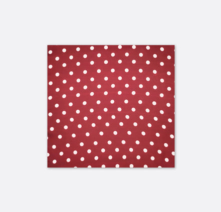 Maroon with White Polka Drops - Silk Pocket Square by Monzoro