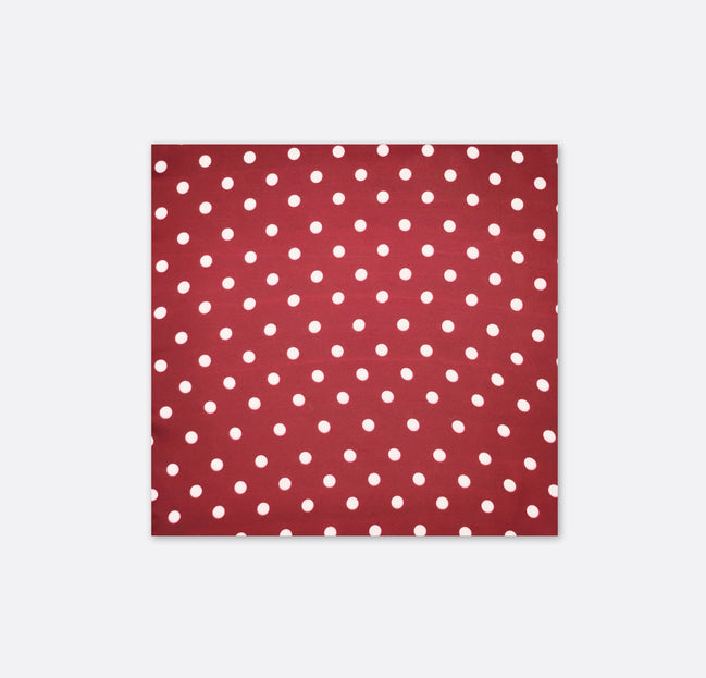 Maroon with White Polka Drops - Silk Pocket Square by Monzoro