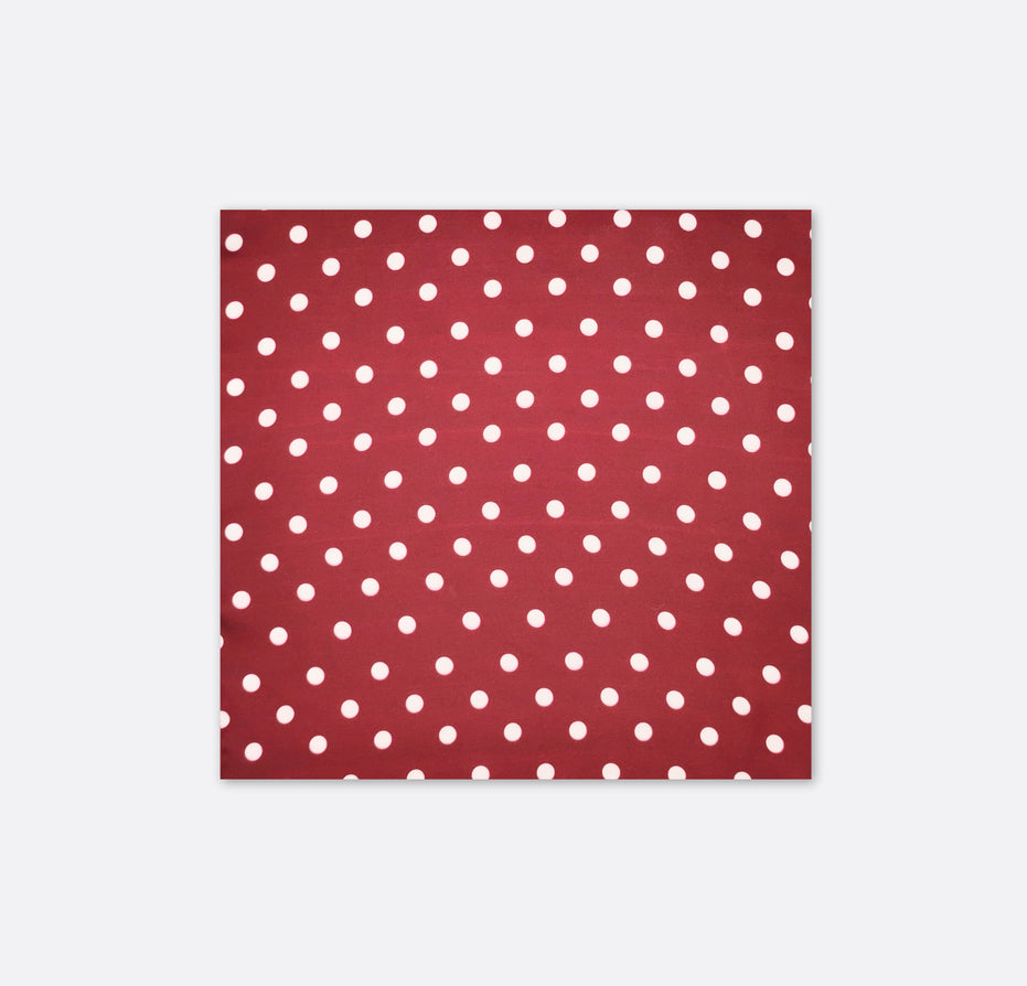 Maroon with White Polka Drops - Silk Pocket Square by Monzoro