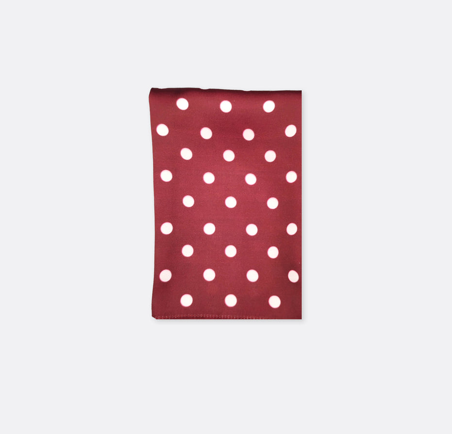 Maroon with White Polka Drops - Silk Pocket Square by Monzoro – view 2
