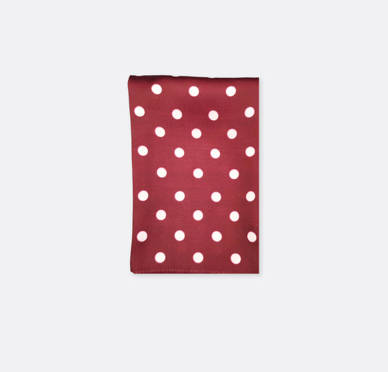 Maroon with White Polka Drops - Silk Pocket Square by Monzoro – view 2