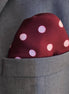 Maroon with White Polka Drops - Silk Pocket Square by Monzoro – view 3