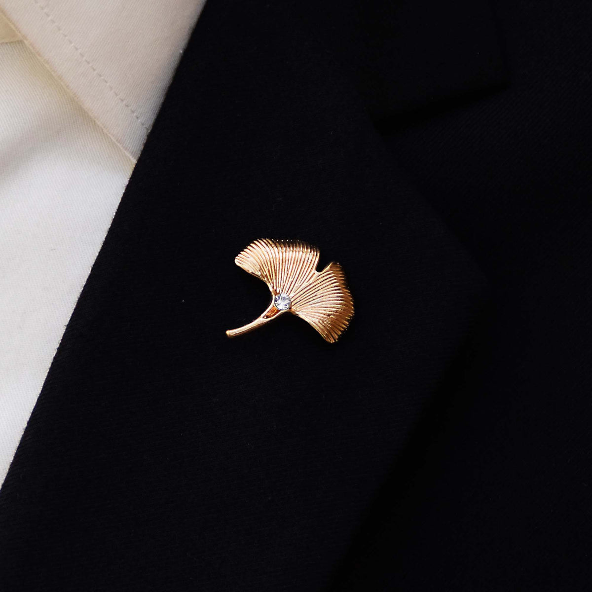 Ginkgo Flower Golden Lapel Pin by Monzoro – view 3