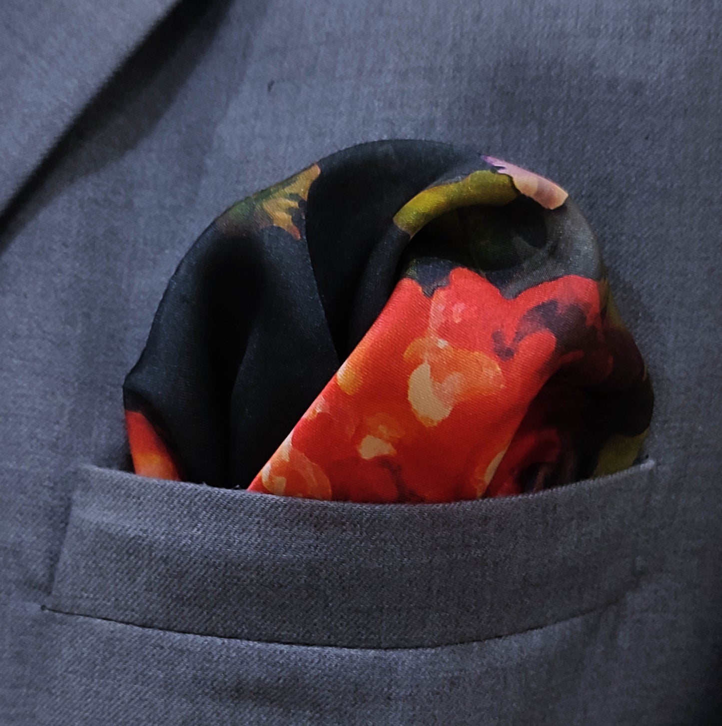 The Black Garden Silk Pocket Square