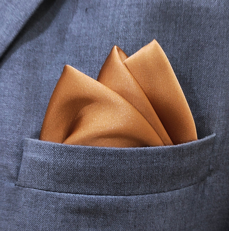 Copper brown silk Pocket Squares