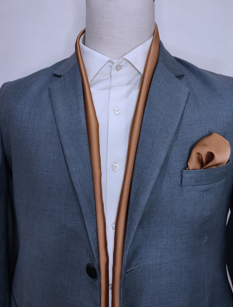 COPPER BROWN - SILK SCARF AND POCKET SQUARE SET