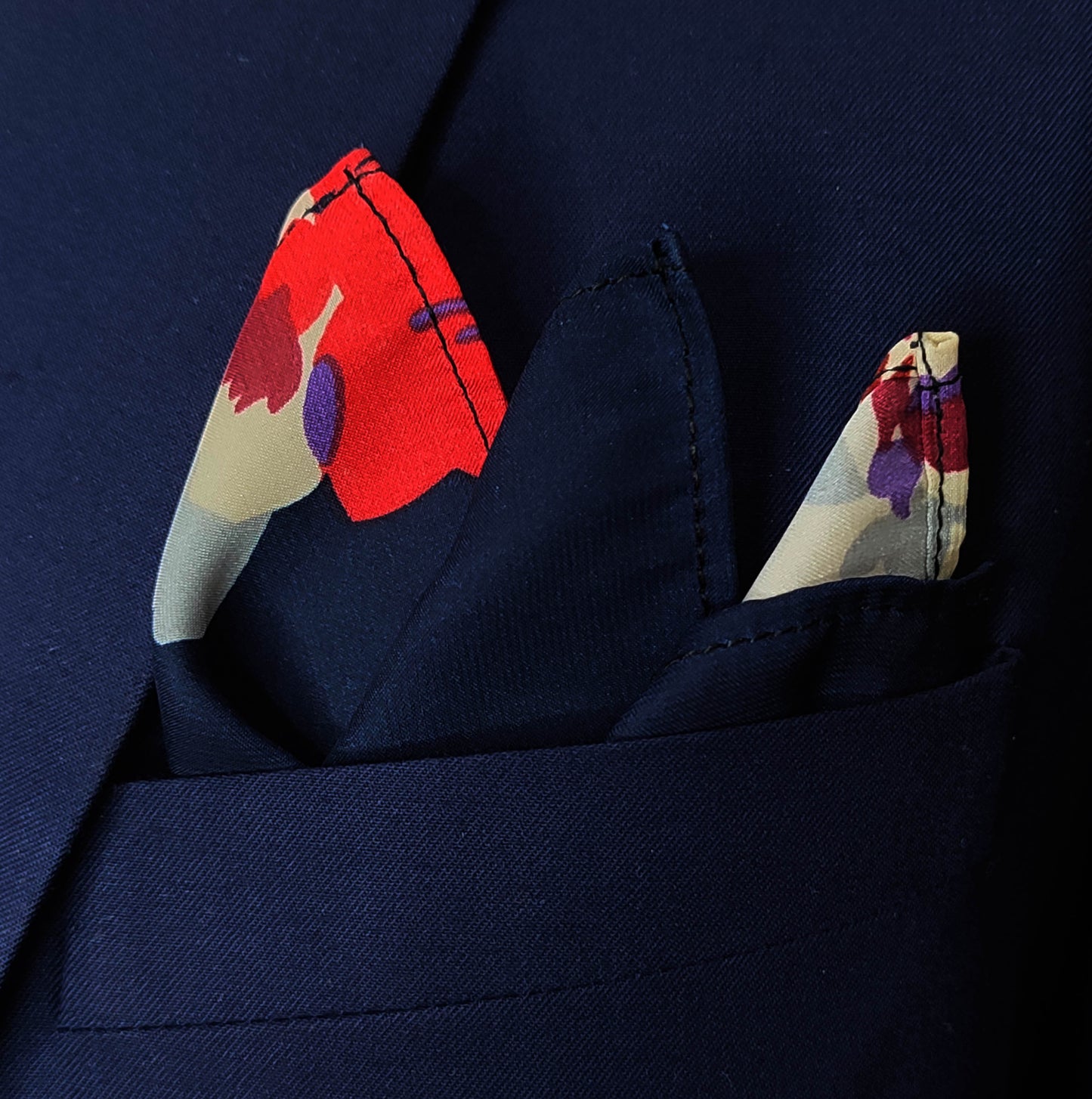 The Deep Blue Floral Silk Pocket Square