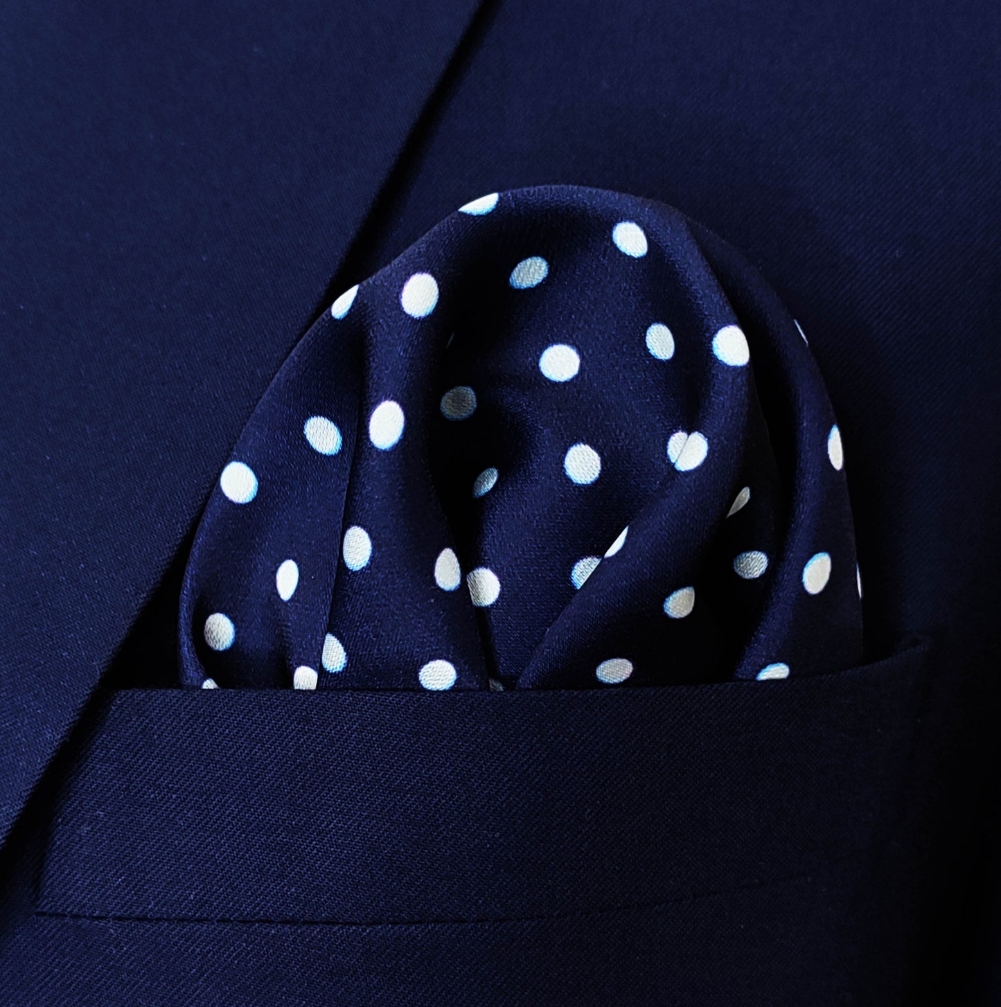 Starry Blue Night Polka Dots Silk Pocket Square