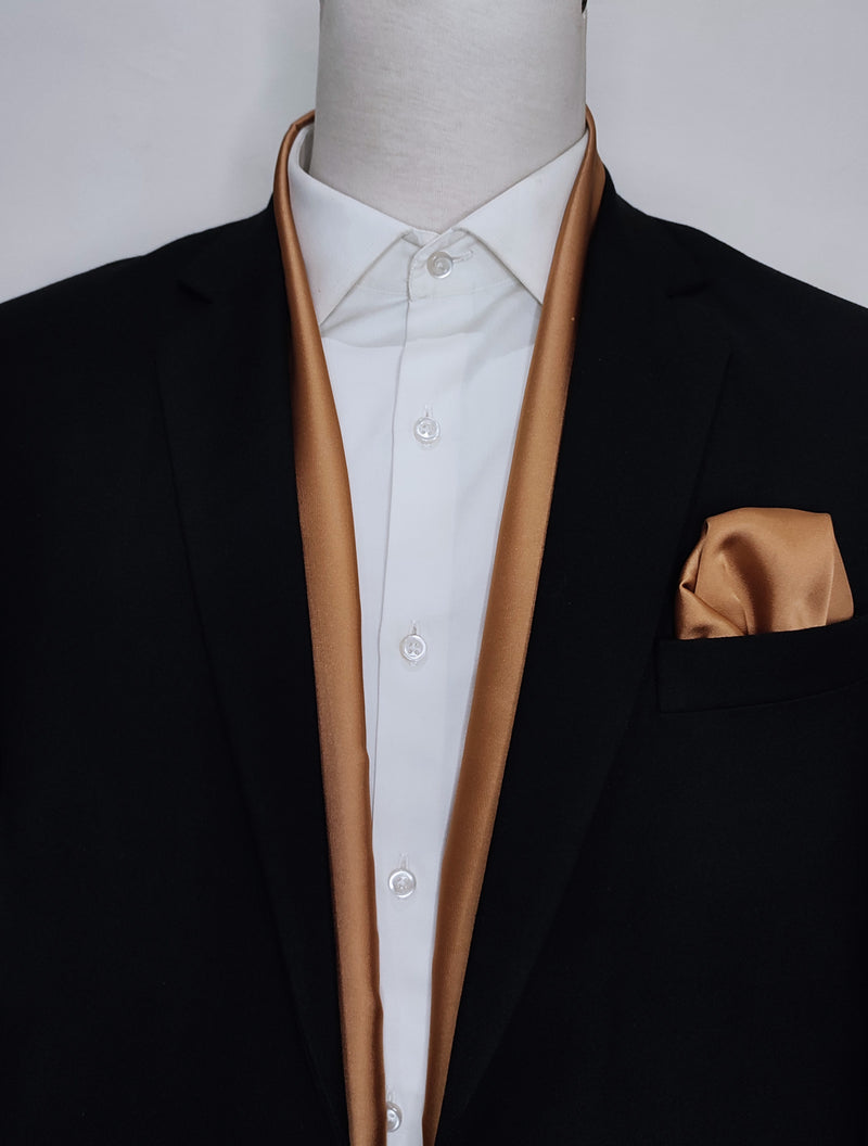 COPPER BROWN - SILK SCARF AND POCKET SQUARE SET