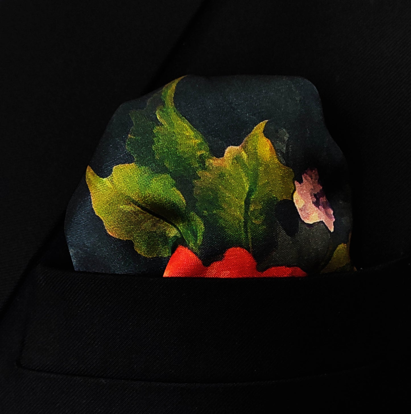The Black Garden Silk Pocket Square