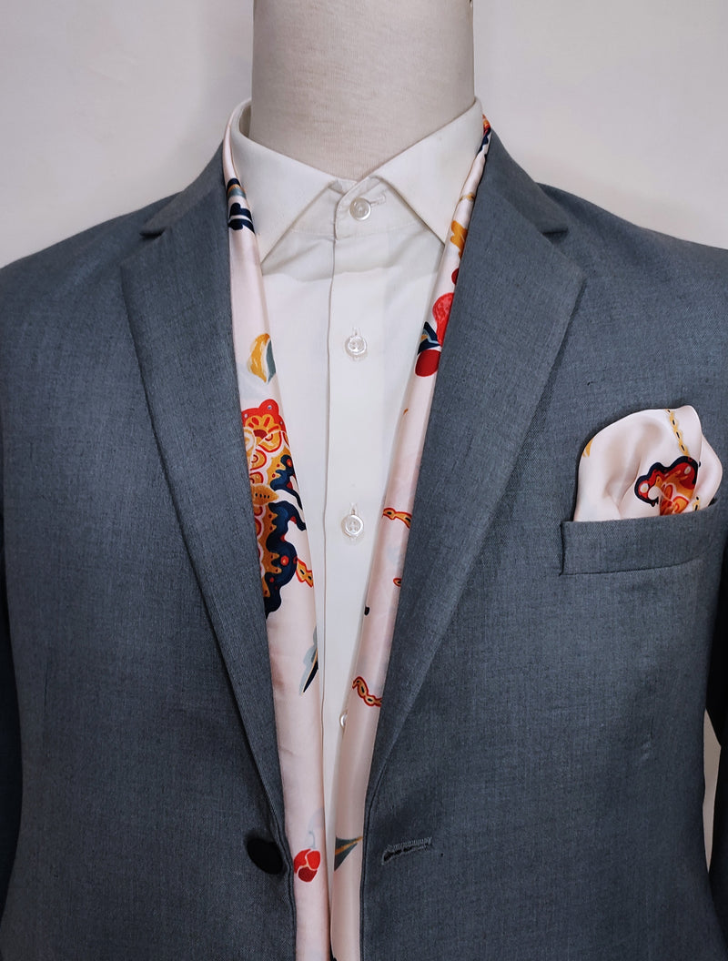 THE CHINESE GARDEN - - SILK SCARF AND POCKET SQUARE SET