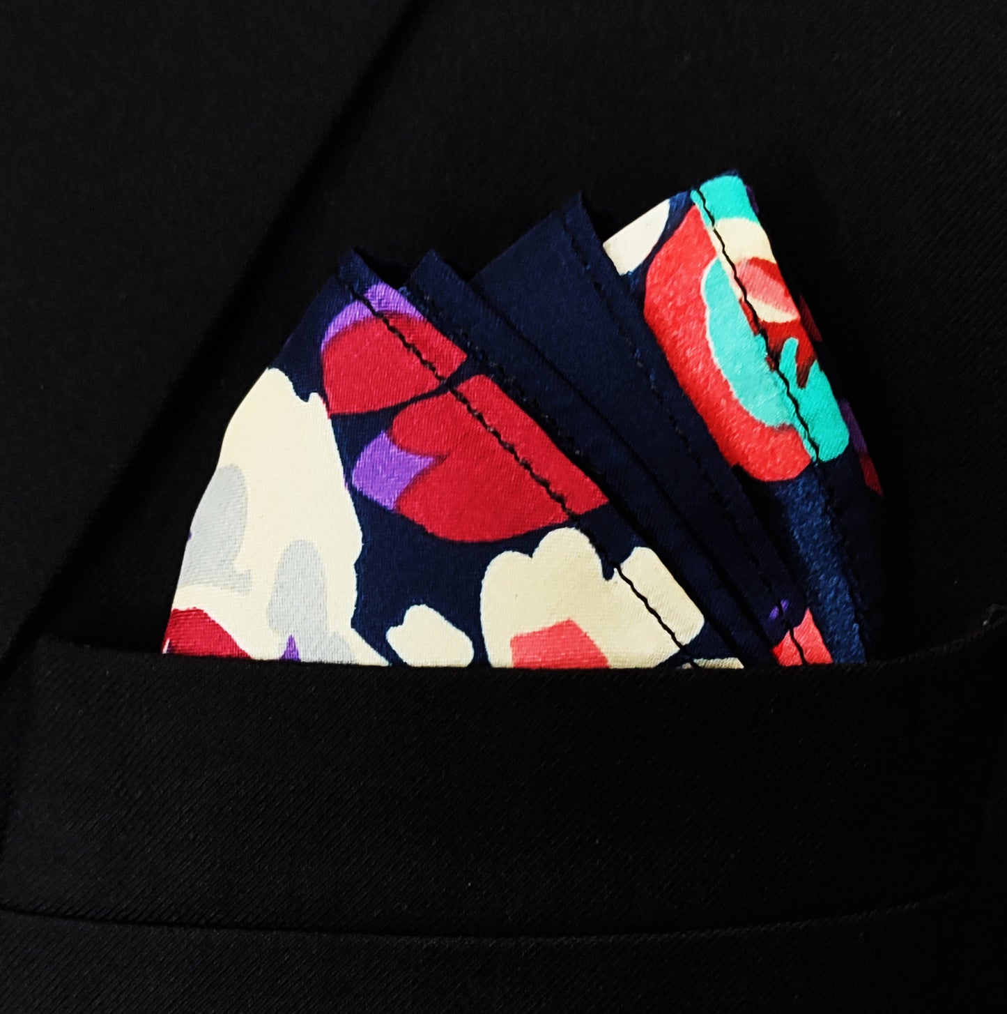 The Deep Blue Floral Silk Pocket Square