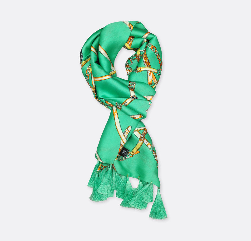 CHAINS AND STRAPS (SEA GREEN) - SILk men scarves