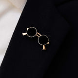 Classic Round sunglasses black and golden lapel pins