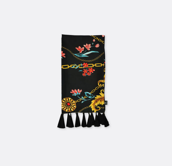 Black & Gold Chain Pattern - Silk Men Scarf by Monzoro – view 2