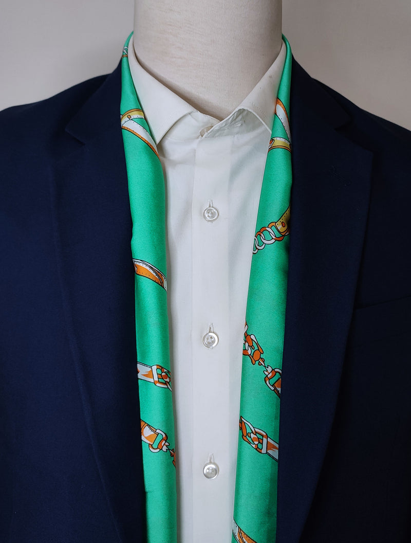 CHAINS AND STRAPS (SEA GREEN) - SILk men scarves