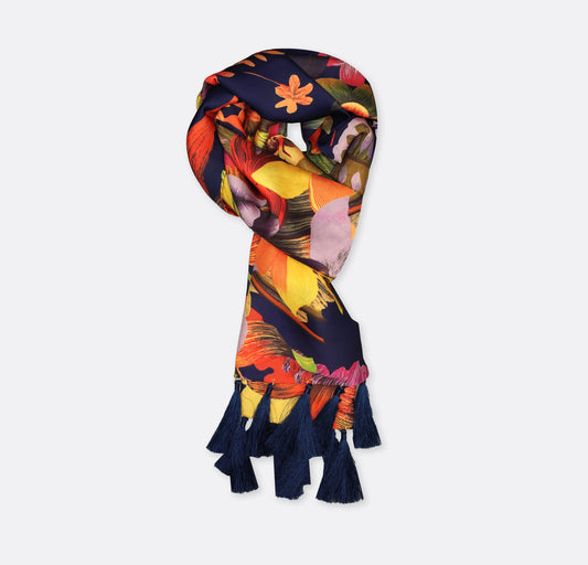 The Mighty Blue Jungle Silk - Silk Men Scarf