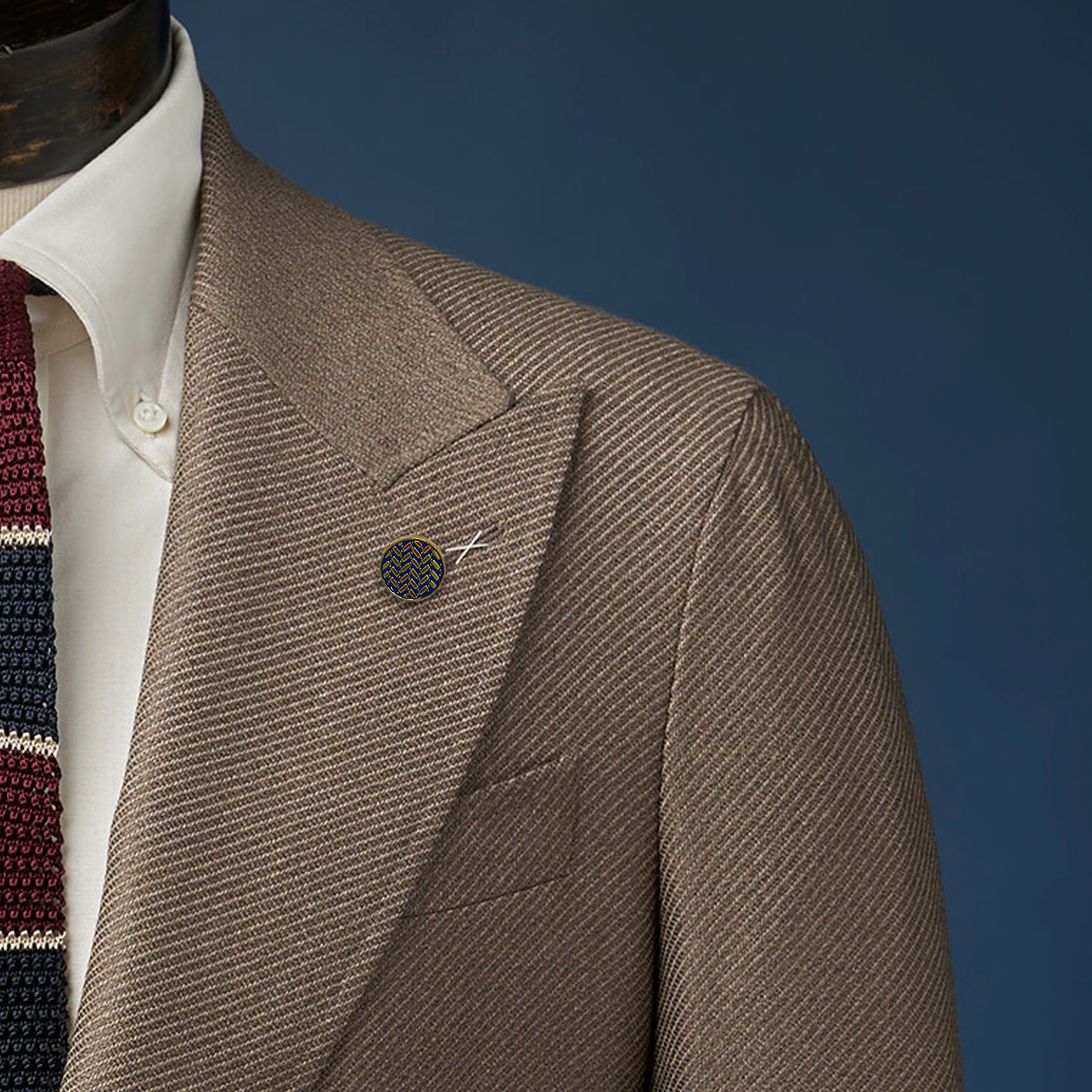 Blue & Gold Button Lapel Pin by Monzoro – view 3