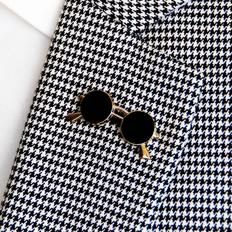 Classic Round sunglasses black and golden lapel pins