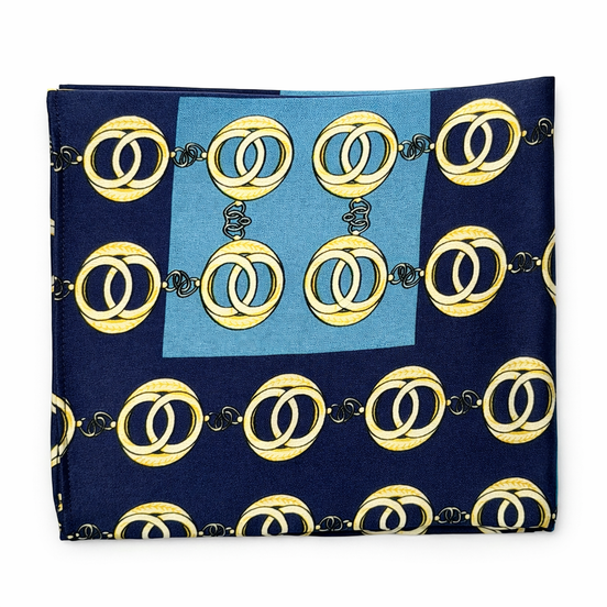 Chain Loop Blue Silk Pocket Square