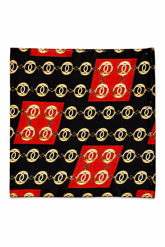 Chain Loop Red Silk Pocket Square