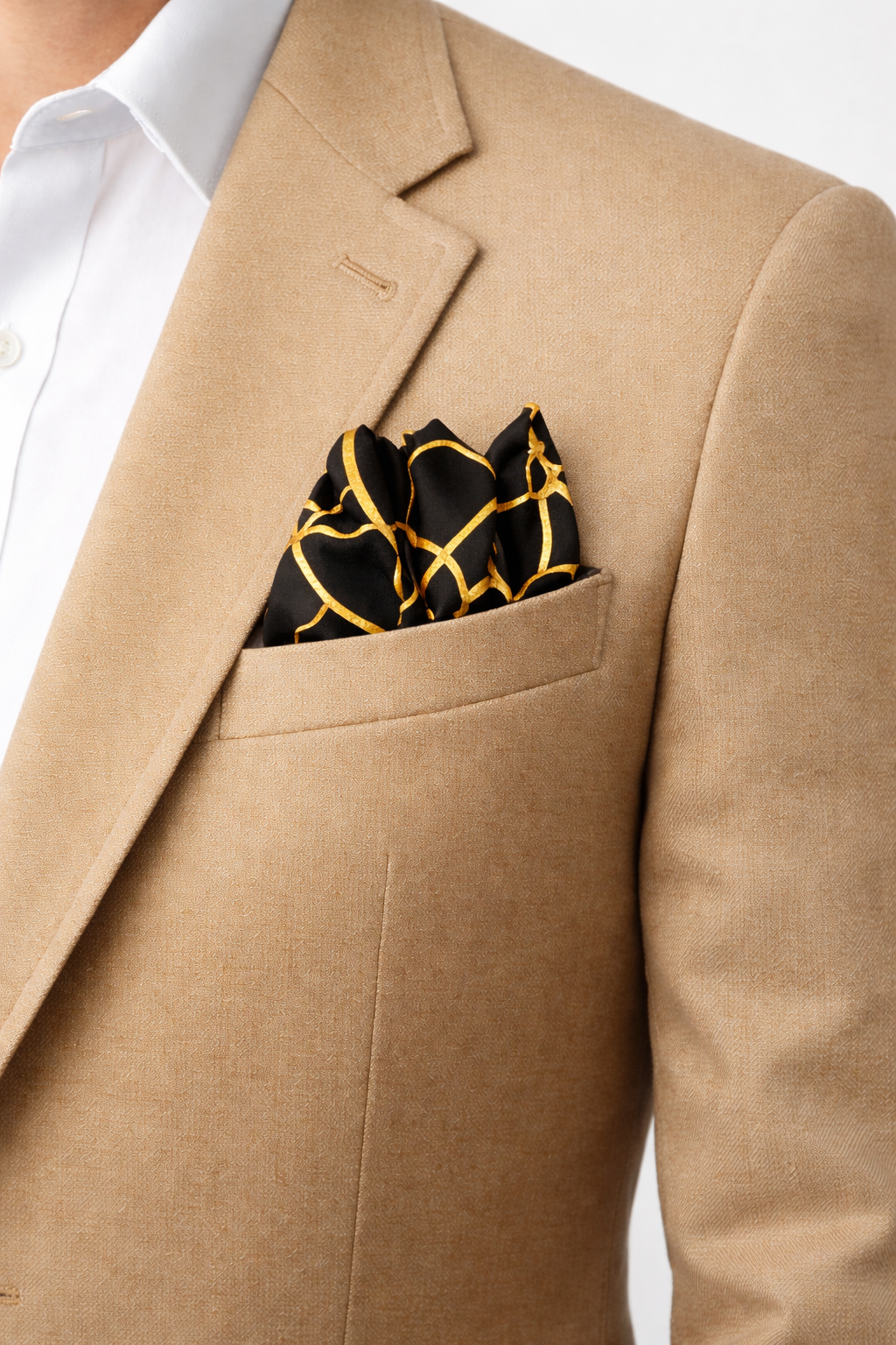 Vintage Black and Gold Stripes Silk Pocket Square