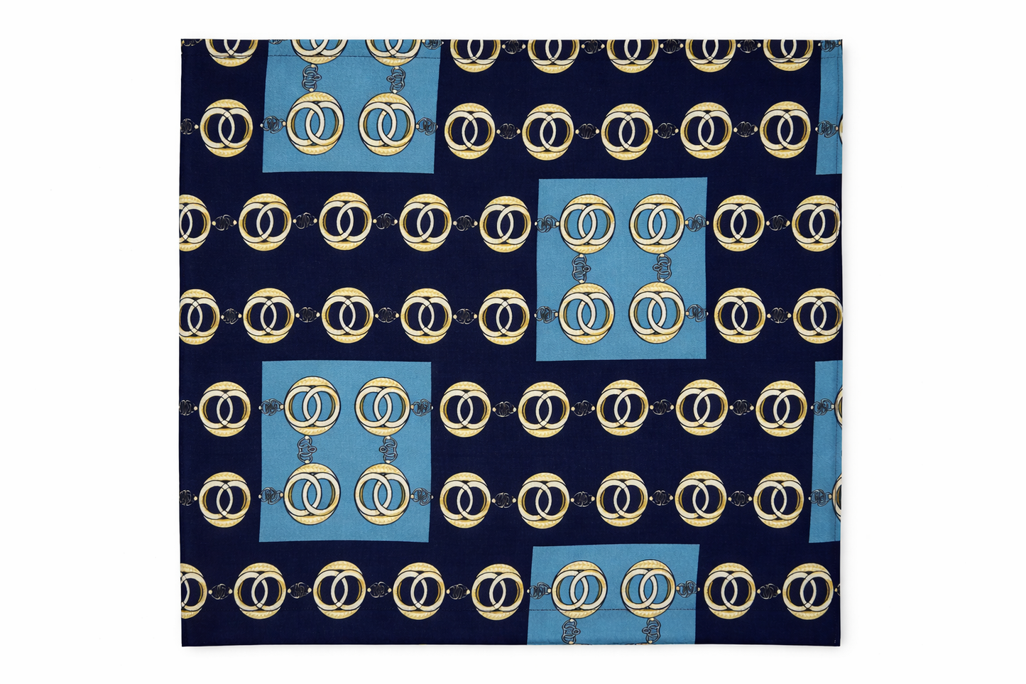 Chain Loop Blue Silk Pocket Square