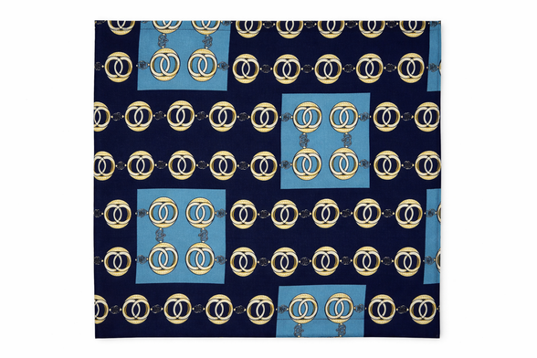 Chain Loop Blue Silk Pocket Square