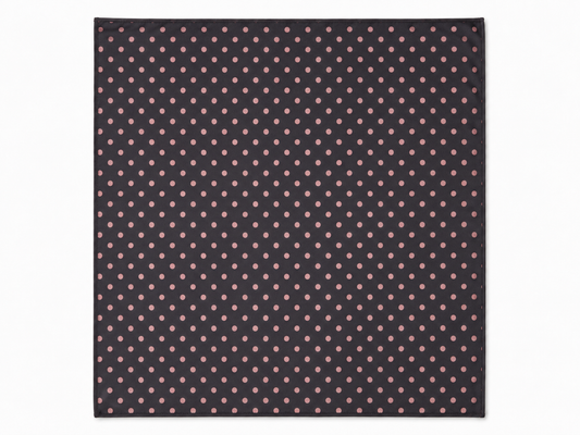 Charcoal Grey with Pink Polka Dots Silk Pocket Square by Monzoro
